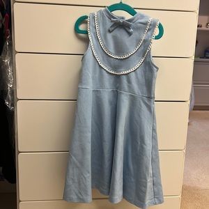 Class blue and white dress